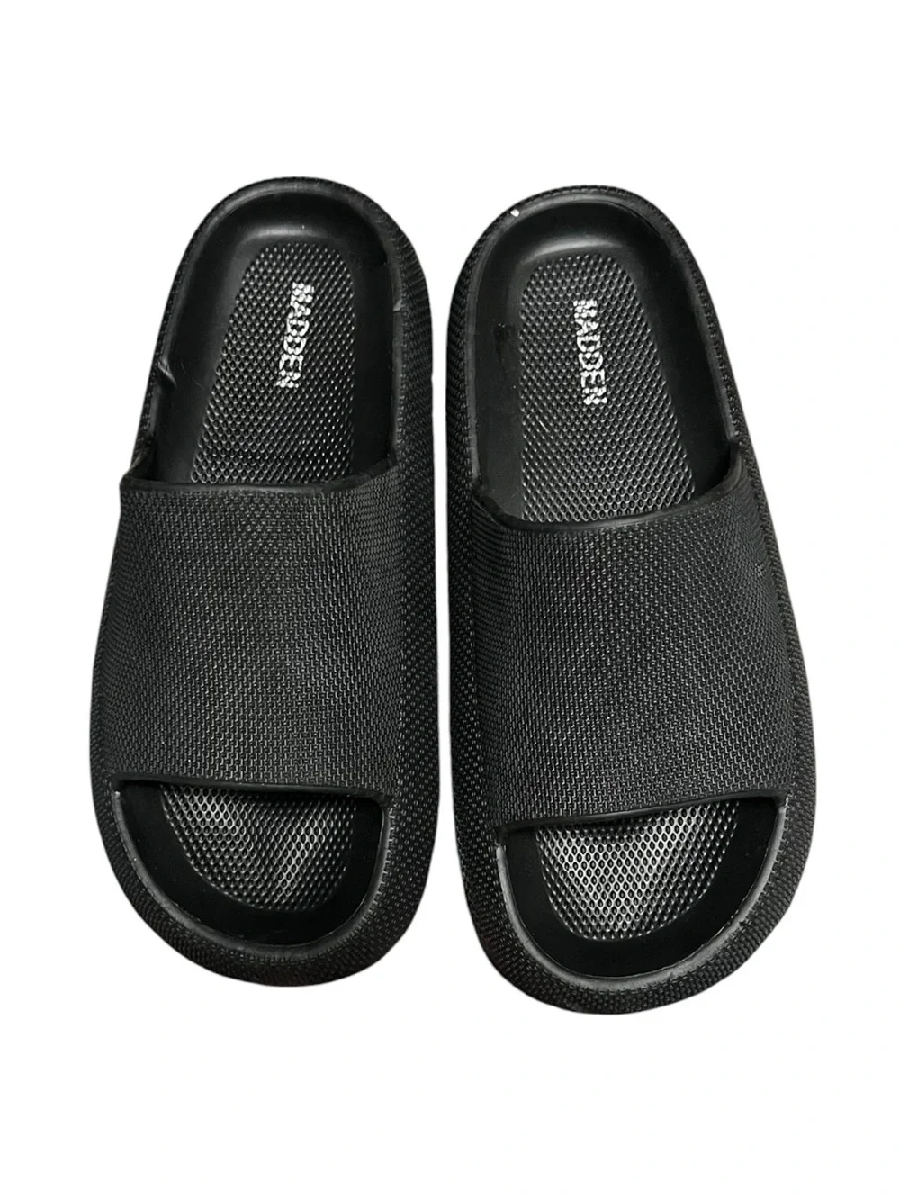 🌻NEW Madden Mjett Slide Sandals Black Textured Cushioned Comfort Slides Men's 9